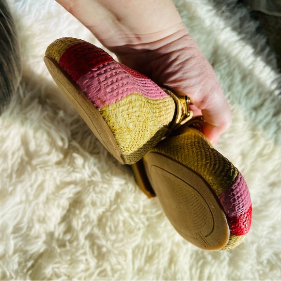 INC International Concepts Raffia Pink Red Mule Loafers Stripe Slide Shoes 9.5 - Picture 8 of 8